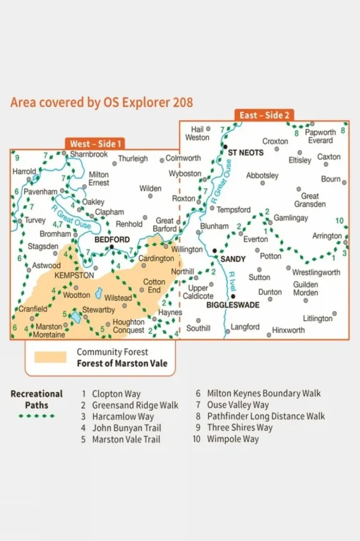 Active Explorer Map 208 Bedford and St Neots