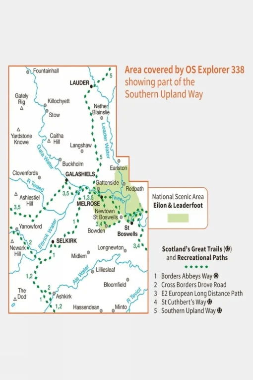 Active Explorer Map 338 Galashiels, Selkirk and Melrose