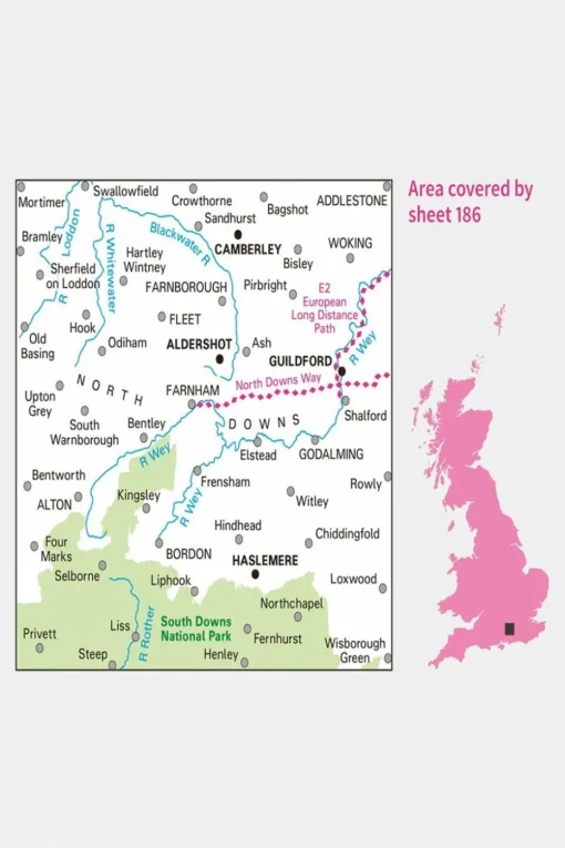 Active Landranger Map 186 Aldershot and Guildford