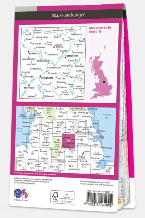 Active Landranger Map 111 Sheffield and Doncaster