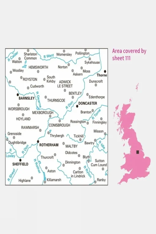 Active Landranger Map 111 Sheffield and Doncaster
