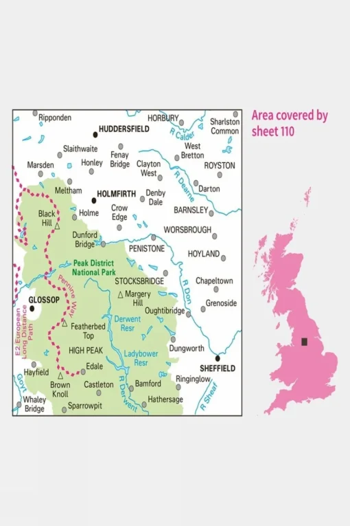 Active Landranger Map 110 Sheffield and Huddersfield