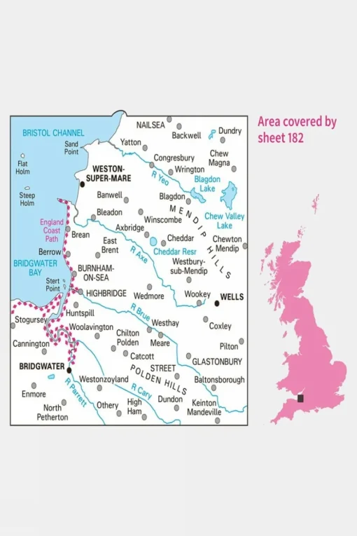 Active Landranger Map 182 Weston-super-Mare