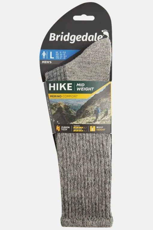 Mens Midweight Merino Comfort Crew Socks