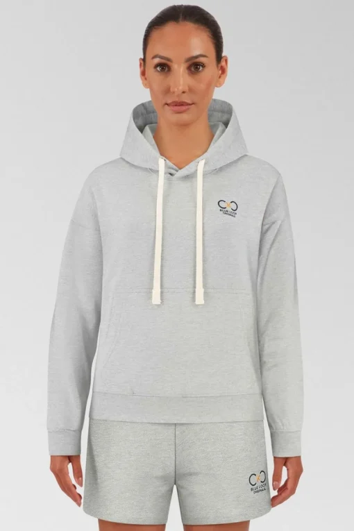Womens Blue Fleece Hooded Sweatshirt