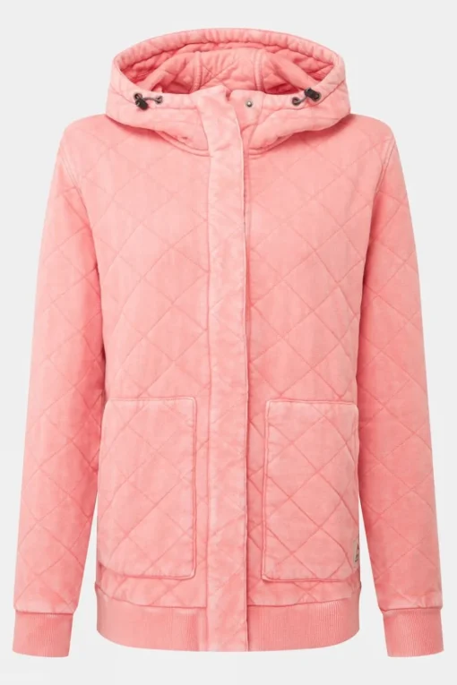Womens Clementine Recycled Quilted Popper Up Hoodie