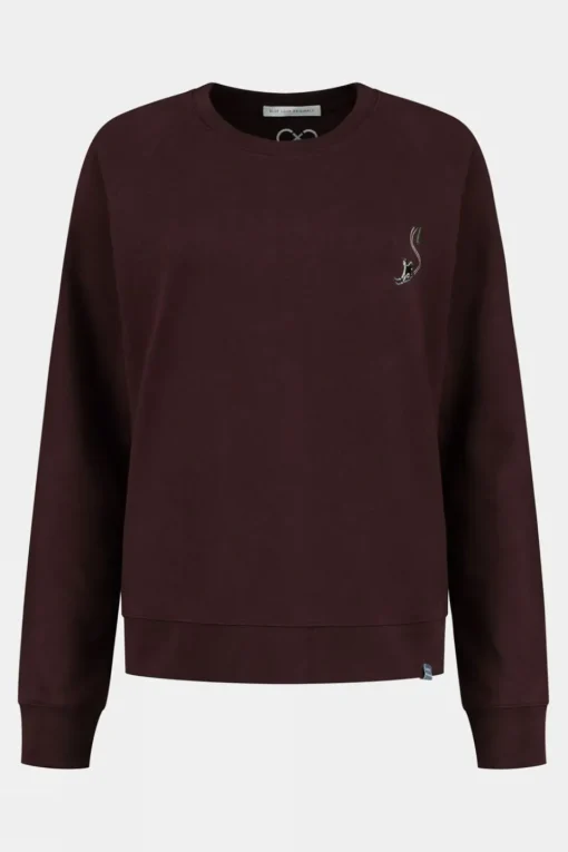 Womens Embroidered Blue Fleece Sweater