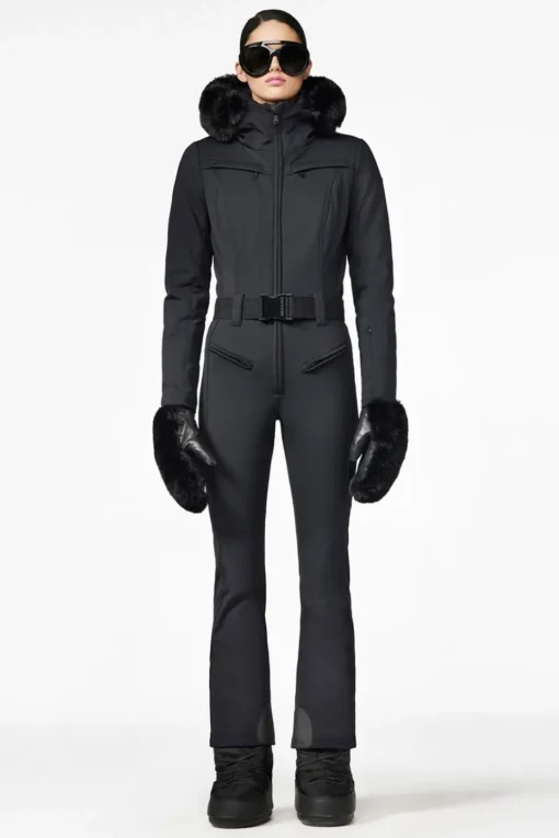 Womens Parry Faux Fur Ski Jumpsuit